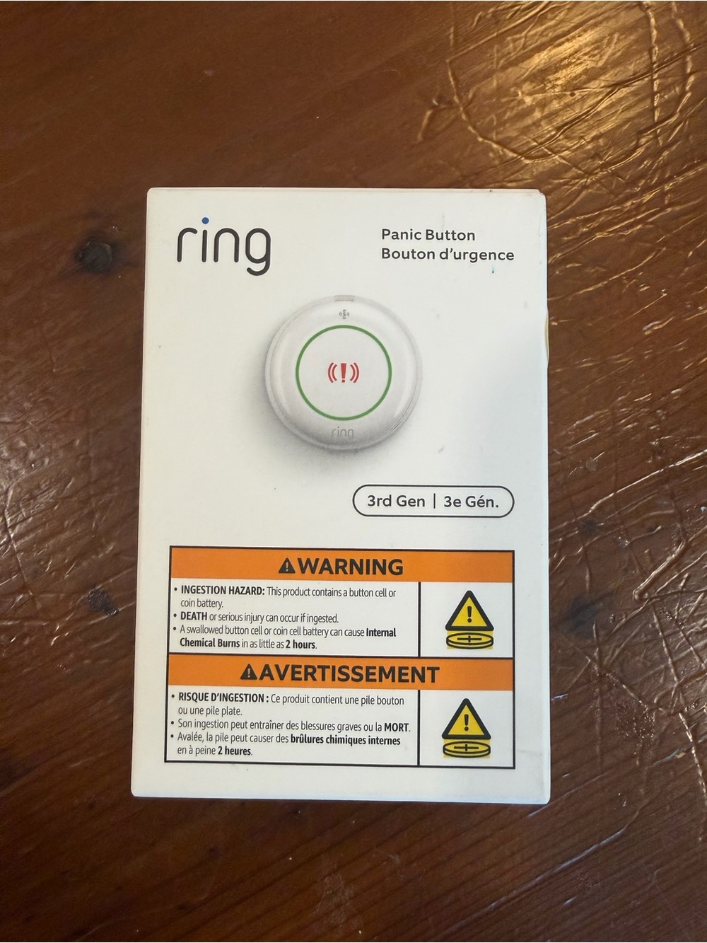 Ring Panic Button (3rd Gen) - White with Green Accent